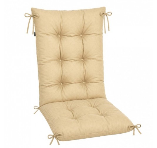 Coussin Chaise Jardin Dossier Haut | Imperméable | 120x50x10 cm | Beige