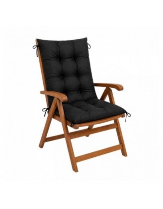 Set de 2 Coussins Chaise Jardin Dossier Haut | Imperméables | 120x50x10 cm | Noir