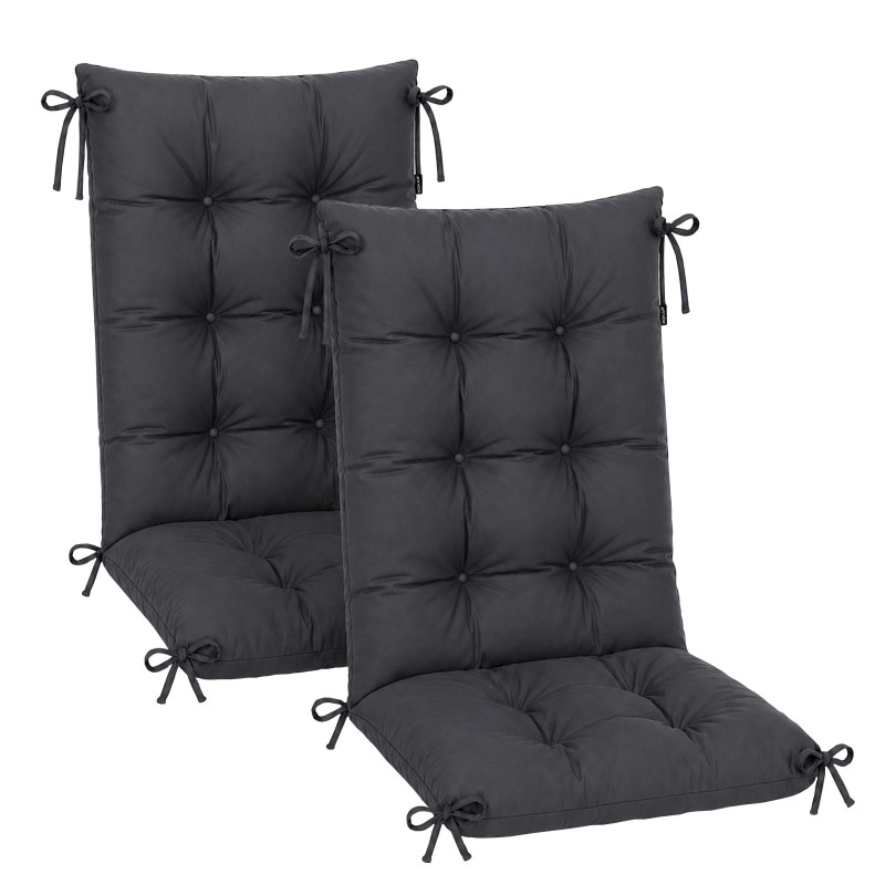 Set de 2 Coussins Chaise Jardin Dossier Haut | Imperméables | 120x50x10 cm | Anthracite Set de 2 Coussins Chaise Jardin Dossier Haut | Imperméables | 120x50x10 cm | Anthracite