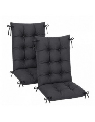 Set de 2 Coussins Chaise Jardin Dossier Haut | Imperméables | 120x50x10 cm | Anthracite