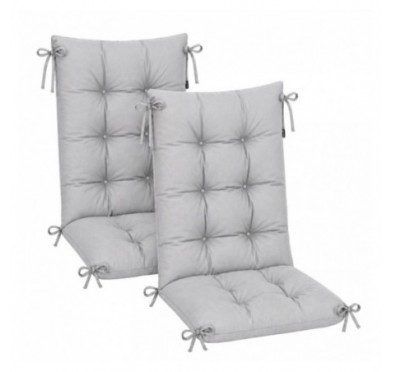 Set de 2 Coussins Chaise Jardin Dossier Haut | Imperméables | 120x50x10 cm | Gris
