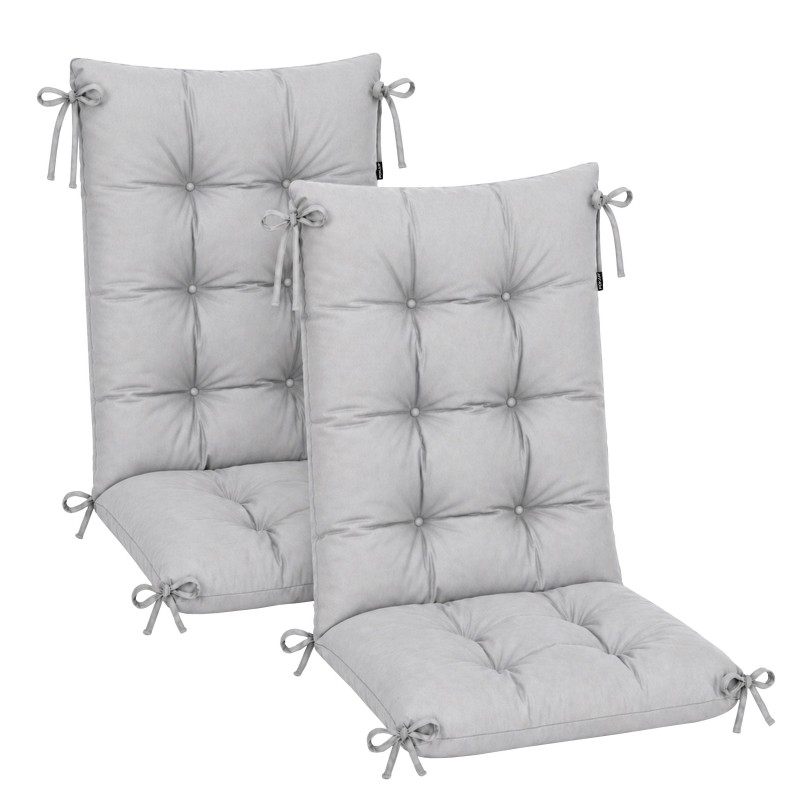 Set de 2 Coussins Chaise Jardin Dossier Haut | Imperméables | 120x50x10 cm | Gris Set de 2 Coussins Chaise Jardin Dossier Haut | Imperméables | 120x50x10 cm | Gris
