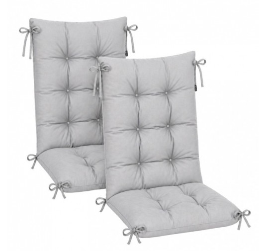 Set de 2 Coussins Chaise Jardin Dossier Haut | Imperméables | 120x50x10 cm | Gris