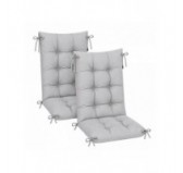 Set de 2 Coussins Chaise Jardin Dossier Haut | Imperméables | 120x50x10 cm | Gris Set de 2 Coussins Chaise Jardin Dossier Haut | Imperméables | 120x50x10 cm | Gris