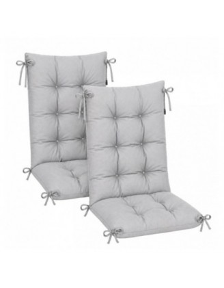 Set de 2 Coussins Chaise Jardin Dossier Haut | Imperméables | 120x50x10 cm | Gris