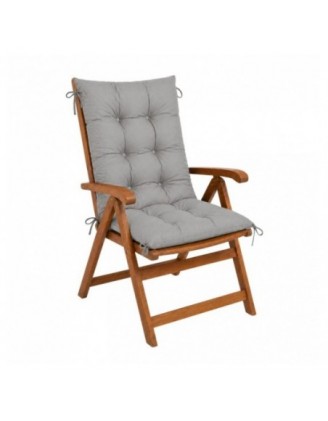 Set de 2 Coussins Chaise Jardin Dossier Haut | Imperméables | 120x50x10 cm | Gris