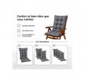 Set de 2 Coussins Chaise Jardin Dossier Haut | Imperméables | 120x50x10 cm | Gris Set de 2 Coussins Chaise Jardin Dossier Haut | Imperméables | 120x50x10 cm | Gris