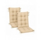 Set de 2 Coussins Chaise Jardin Dossier Haut | Imperméables | 120x50x10 cm | Beige