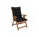 Set de 4 Coussins Chaise Jardin Dossier Haut | Imperméables | 120x50x10 cm | Noir