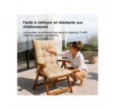 Set de 4 Coussins Chaise Jardin Dossier Haut | Imperméables | 120x50x10 cm | Noir
