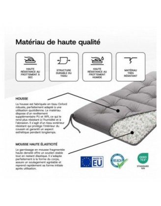 Set de 4 Coussins Chaise Jardin Dossier Haut | Imperméables | 120x50x10 cm | Noir