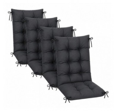 Set de 4 Coussins Chaise Jardin Dossier Haut | Imperméables | 120x50x10 cm | Anthracite