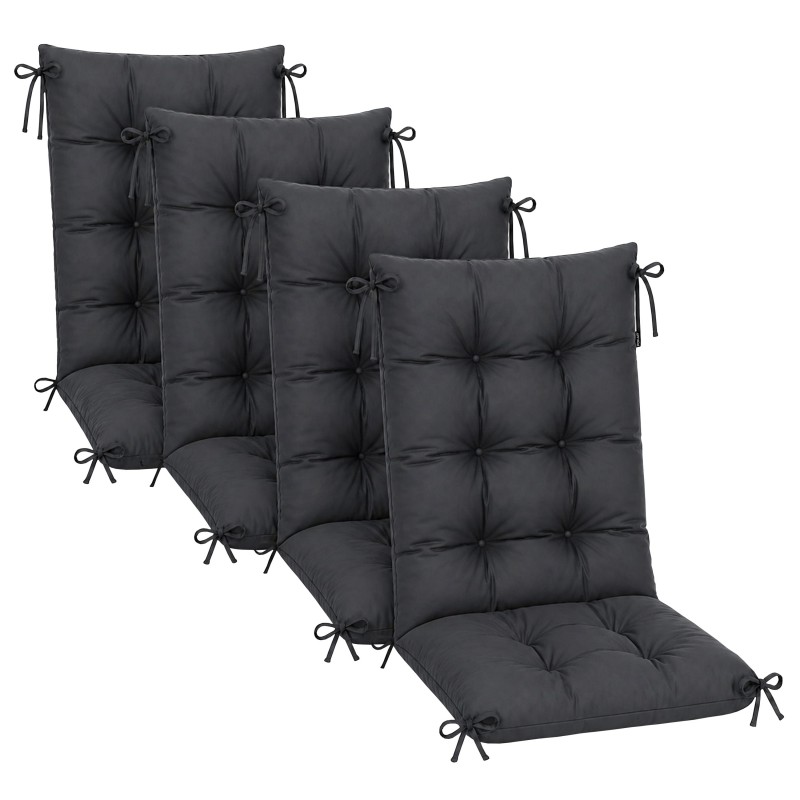 Set de 4 Coussins Chaise Jardin Dossier Haut | Imperméables | 120x50x10 cm | Anthracite Set de 4 Coussins Chaise Jardin Dossier Haut | Imperméables | 120x50x10 cm | Anthracite