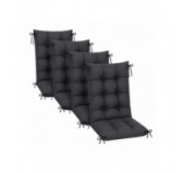 Set de 4 Coussins Chaise Jardin Dossier Haut | Imperméables | 120x50x10 cm | Anthracite Set de 4 Coussins Chaise Jardin Dossier Haut | Imperméables | 120x50x10 cm | Anthracite