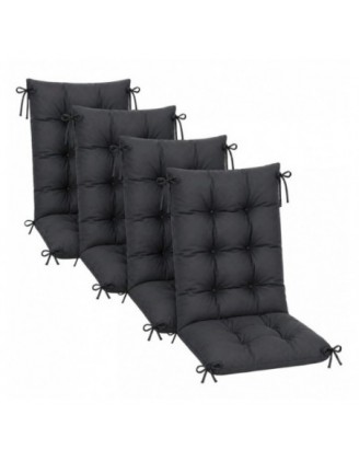 Set de 4 Coussins Chaise Jardin Dossier Haut | Imperméables | 120x50x10 cm | Anthracite
