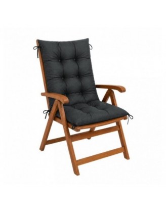 Set de 4 Coussins Chaise Jardin Dossier Haut | Imperméables | 120x50x10 cm | Anthracite