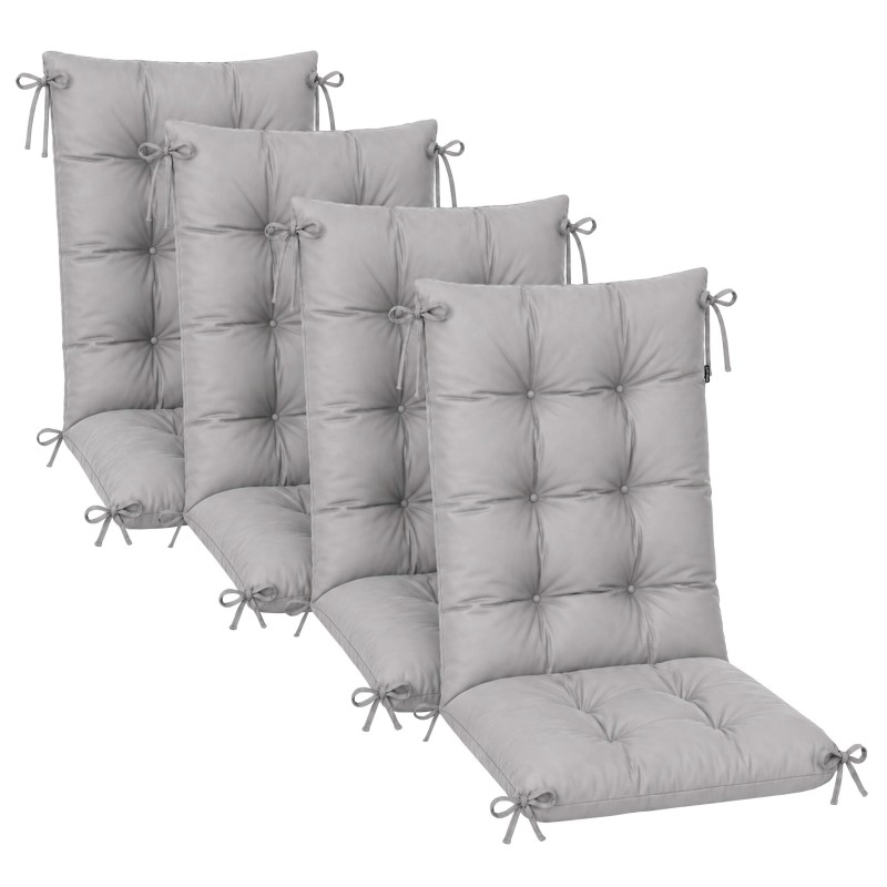 Set de 4 Coussins Chaise Jardin Dossier Haut | Imperméables | 120x50x10 cm | Gris Set de 4 Coussins Chaise Jardin Dossier Haut | Imperméables | 120x50x10 cm | Gris