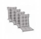 Set de 4 Coussins Chaise Jardin Dossier Haut | Imperméables | 120x50x10 cm | Gris Set de 4 Coussins Chaise Jardin Dossier Haut | Imperméables | 120x50x10 cm | Gris