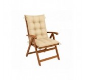 Set de 4 Coussins Chaise Jardin Dossier Haut | Imperméables | 120x50x10 cm | Beige