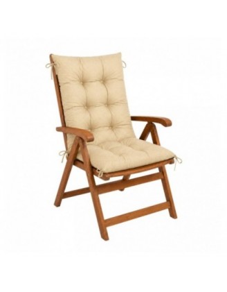 Set de 4 Coussins Chaise Jardin Dossier Haut | Imperméables | 120x50x10 cm | Beige