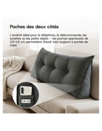 Coussin Dossier Canapé et Lit | Coussin de Lecture | 70x50x20 cm | Beige