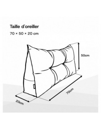 Coussin Dossier Canapé et Lit | Coussin de Lecture | 70x50x20 cm | Beige