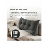 Coussin Dossier Canapé et Lit | Coussin de Lecture | 70x50x20 cm | Anthracite