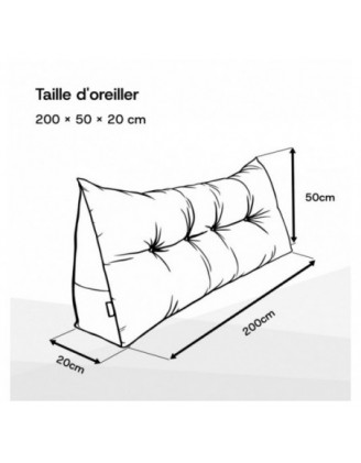 Coussin Dossier Canapé et Lit | Coussin de Lecture | 200x50x20 cm | Noir