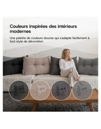 Coussin Dossier Canapé et Lit | Coussin de Lecture | 200x50x20 cm | Anthracite
