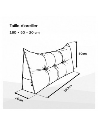 Coussin Dossier Canapé et Lit | Coussin de Lecture | 160x50x20 cm | Noir
