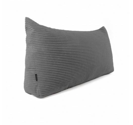 Coussin de Dossier en Velours Côtelé | Coussin de Lecture pour Lit et Canapé | 70x40x20 cm | Gris foncé