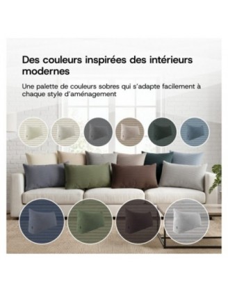 Coussin de Dossier en Velours Côtelé | Coussin de Lecture pour Lit et Canapé | 70x40x20 cm | Gris