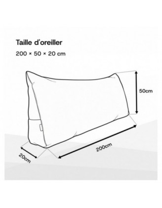 Coussin de Dossier en Velours Côtelé | Coussin de Lecture pour Lit et Canapé | 200x50x20 cm | Bleu foncé