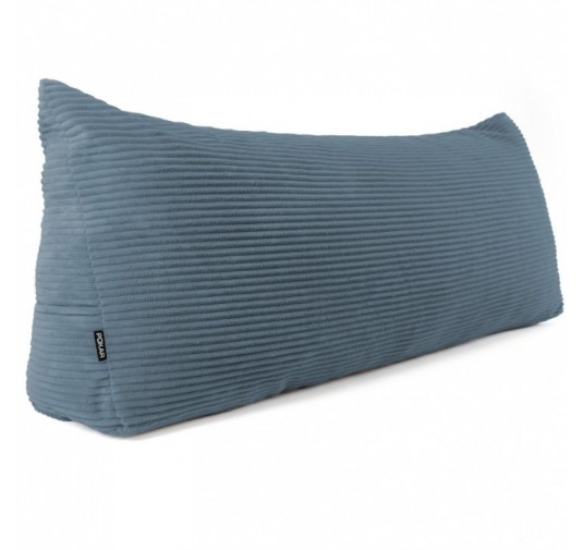 Coussin de Dossier en Velours Côtelé | Coussin de Lecture pour Lit et Canapé | 200x50x20 cm | Bleu