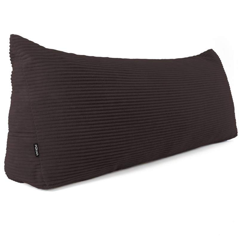 Coussin de Dossier en Velours Côtelé | Coussin de Lecture pour Lit et Canapé | 200x50x20 cm | Marron foncé