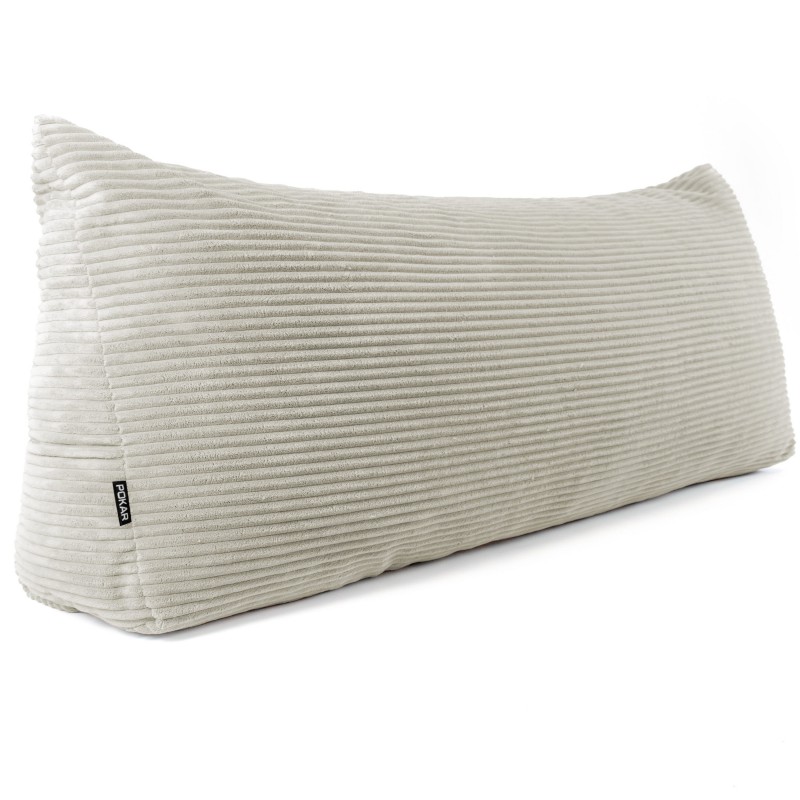 Coussin de Dossier en Velours Côtelé | Coussin de Lecture pour Lit et Canapé | 200x50x20 cm | Beige foncé