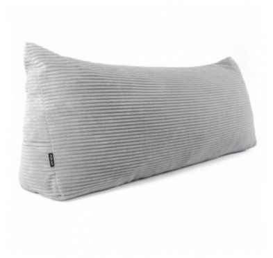 Coussin de Dossier en Velours Côtelé | Coussin de Lecture pour Lit et Canapé | 150x50x20 cm | Gris