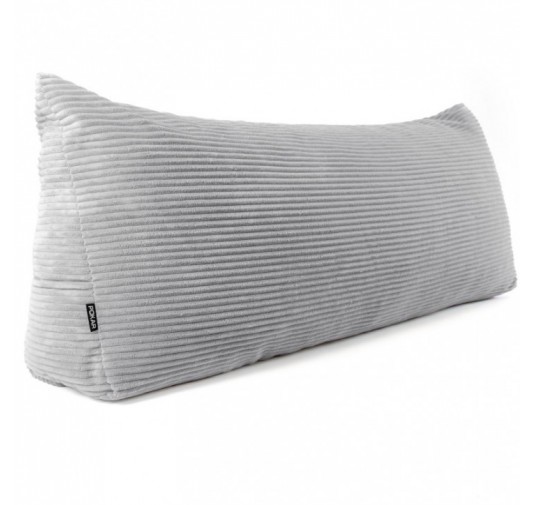 Coussin de Dossier en Velours Côtelé | Coussin de Lecture pour Lit et Canapé | 150x50x20 cm | Gris