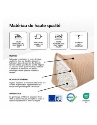 Coussin de Dossier en Velours Côtelé | Coussin de Lecture pour Lit et Canapé | 150x50x20 cm | Vert