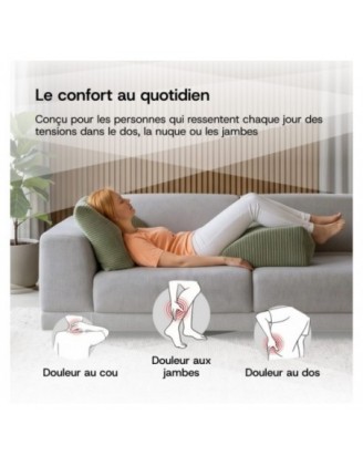 Coussin de Dossier en Velours Côtelé | Coussin de Lecture pour Lit et Canapé | 120x50x20 cm | Beige