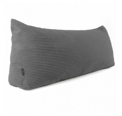 Coussin de Dossier en Velours Côtelé | Coussin de Lecture pour Lit et Canapé | 160x50x20 cm | Gris foncé