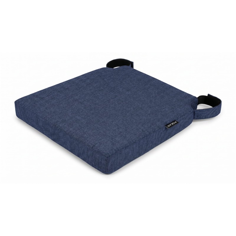 Galette de chaise avec bandes velcro | 41x35x40 cm | Couleur bleu foncé