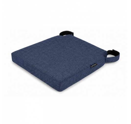 Galette de chaise avec bandes velcro | 41x35x40 cm | Couleur bleu foncé
