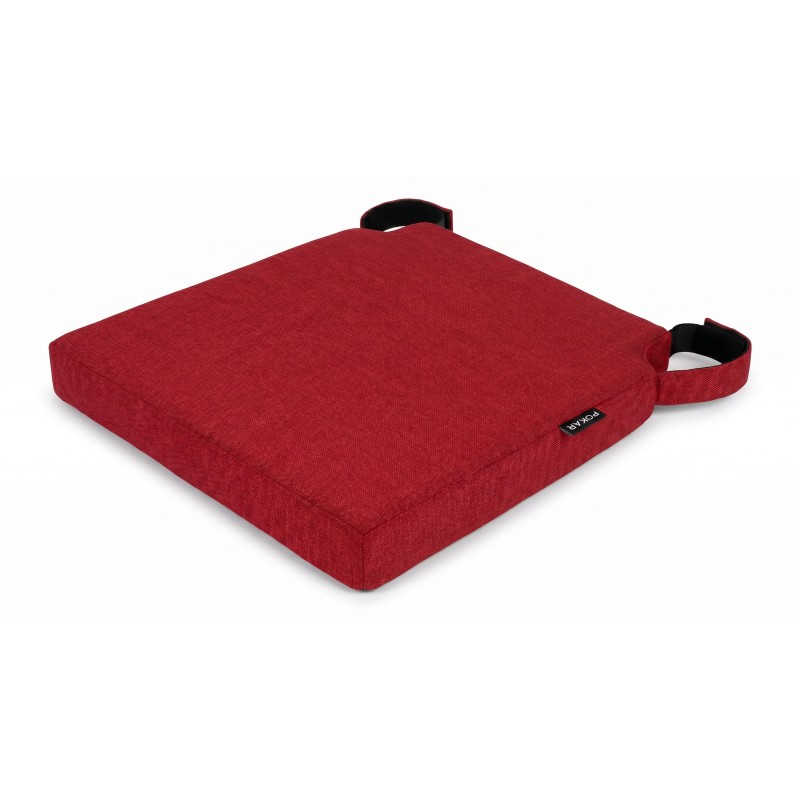 Galette de chaise avec bandes velcro | 41x35x40 cm | Couleur rouge