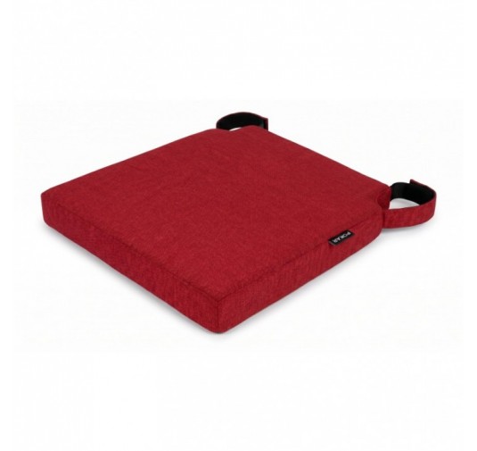 Galette de chaise avec bandes velcro | 41x35x40 cm | Couleur rouge