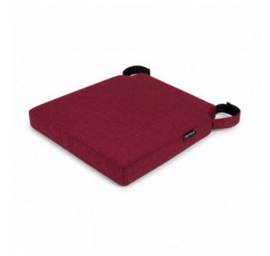 Galette de chaise avec bandes velcro | 41x35x40 cm | Couleur bordeaux