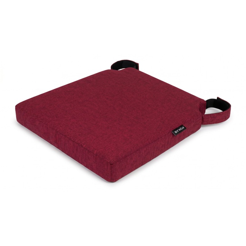 Galette de chaise avec bandes velcro | 41x35x40 cm | Couleur bordeaux