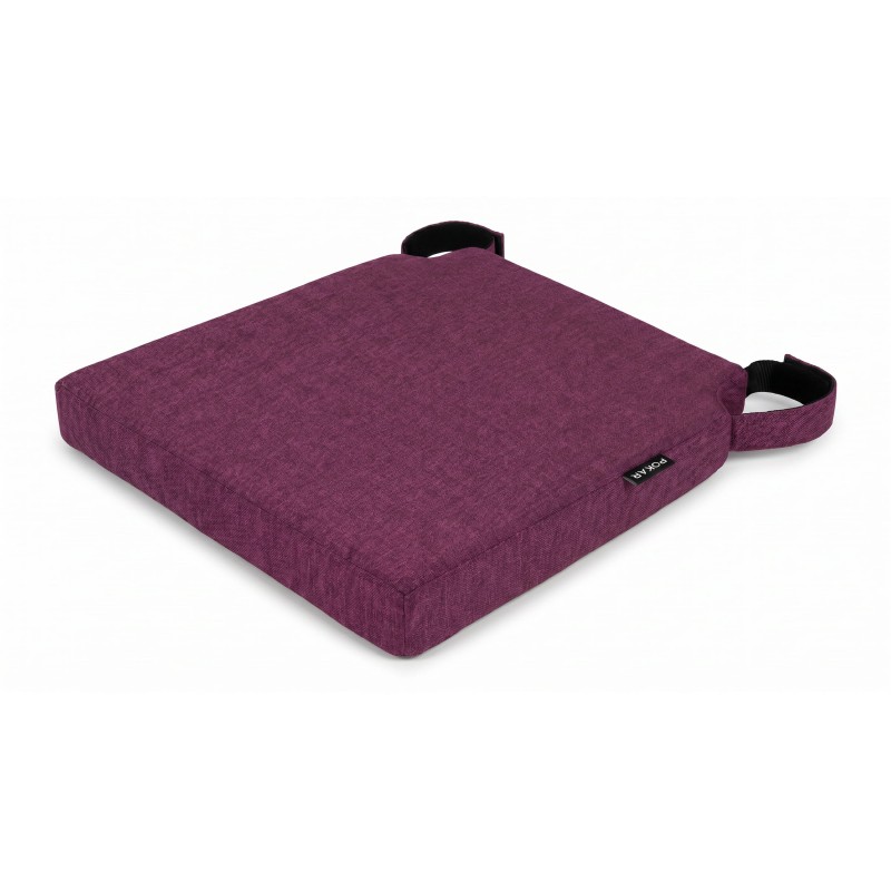 Galette de chaise avec bandes velcro | 41x35x40 cm | Couleur violet