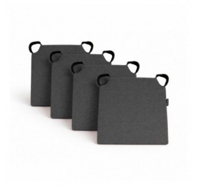 Set de 4 galettes de chaise avec bandes velcro | 41x35x40 cm | Couleur anthracite