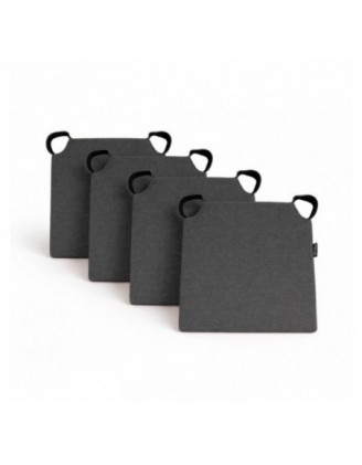 Set de 4 galettes de chaise avec bandes velcro | 41x35x40 cm | Couleur anthracite